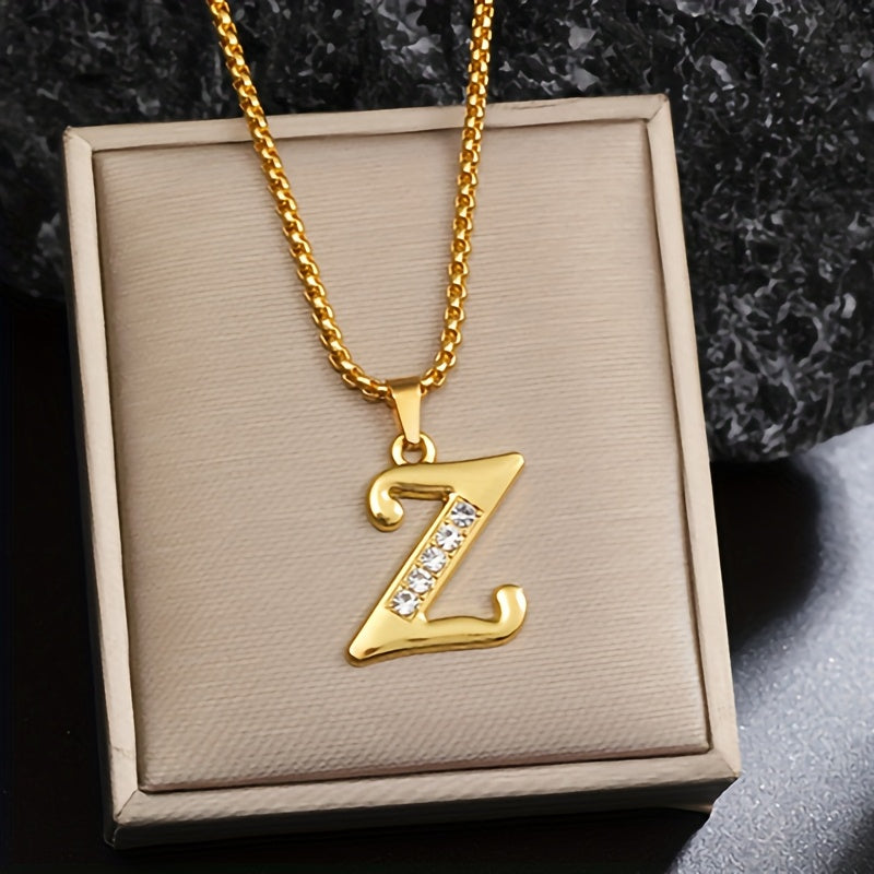 Ketting met initiaal en kristalaccent | Goud