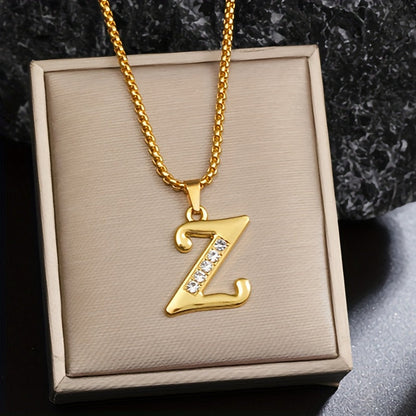 Ketting met initiaal en kristalaccent | Goud