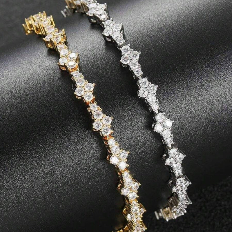Klassieke clustertennisarmband | Witgoud