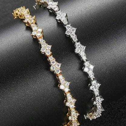Klassieke clustertennisarmband | Witgoud