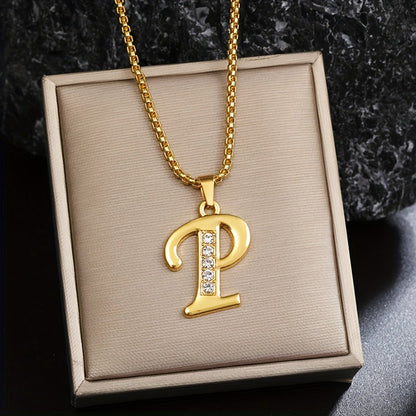 Ketting met initiaal en kristalaccent | Goud