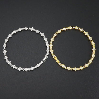 Klassieke clustertennisarmband | Witgoud