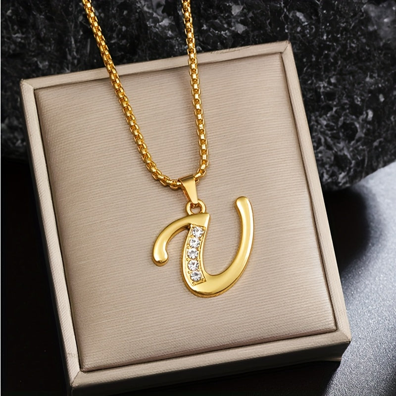 Ketting met initiaal en kristalaccent | Goud