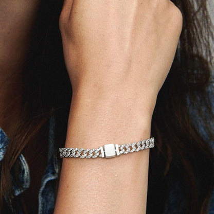 Armband met Cubaanse schakels en pavézetting | Goud