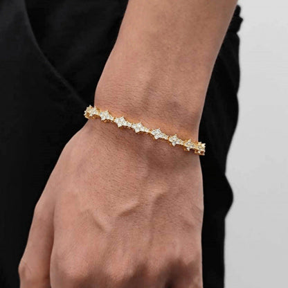 Klassieke clustertennisarmband | Witgoud