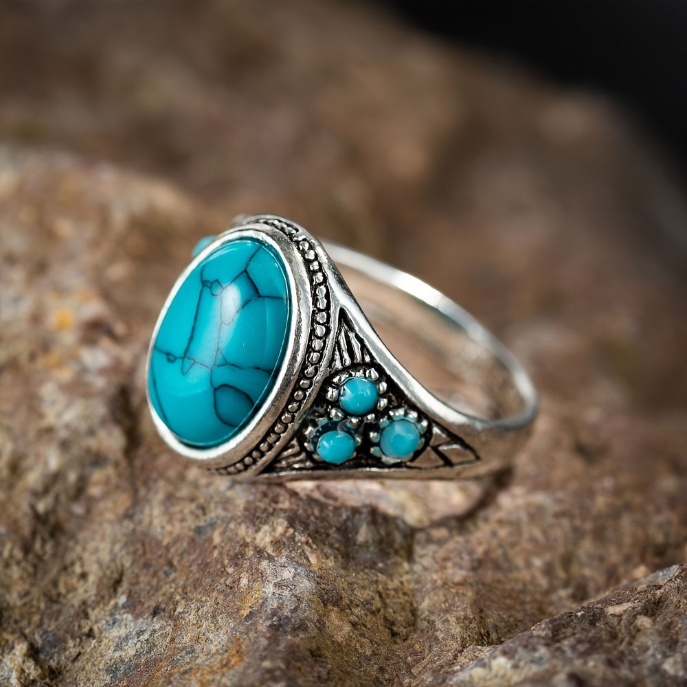 Nomad ring met blauwe steen | Witgoud