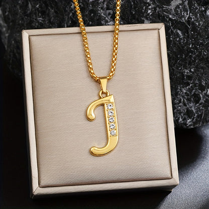 Ketting met initiaal en kristalaccent | Goud