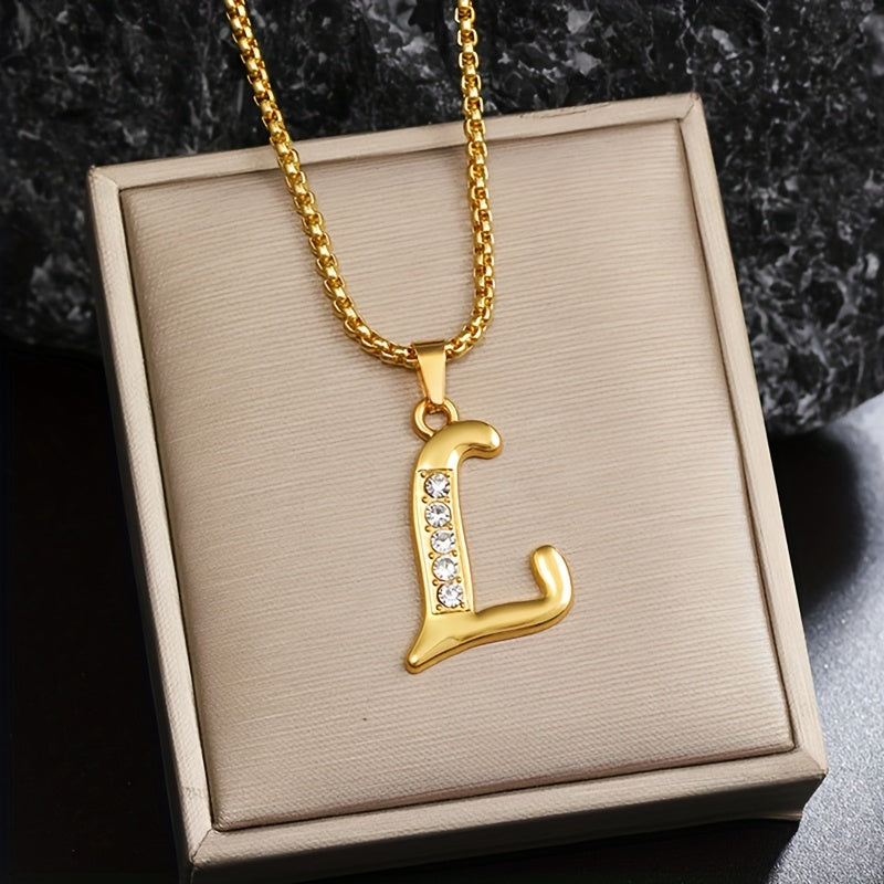 Ketting met initiaal en kristalaccent | Goud