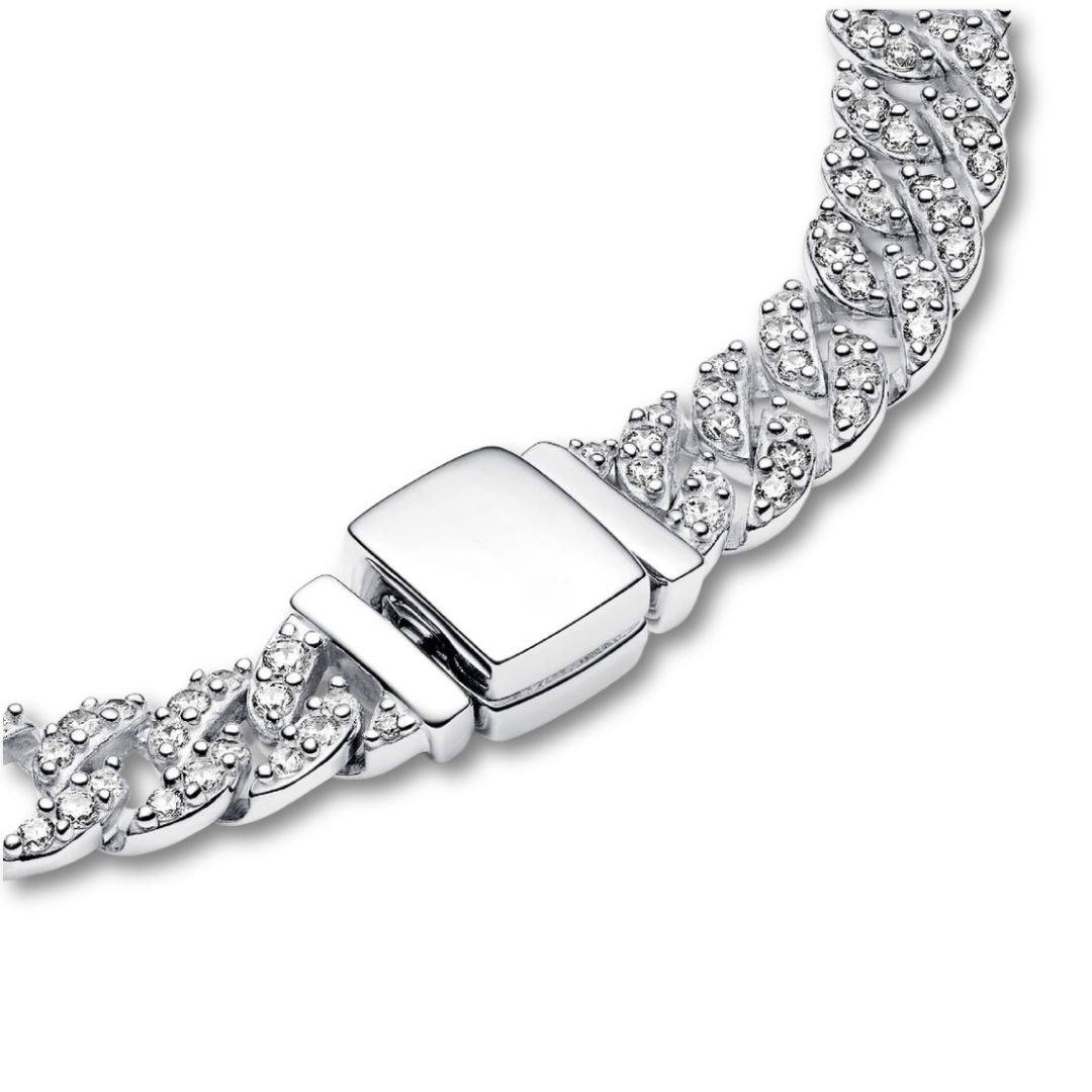 Armband met Cubaanse schakels en pavézetting | Goud