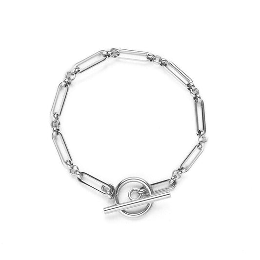 Schakelarmband met T-sluiting | Witgoud
