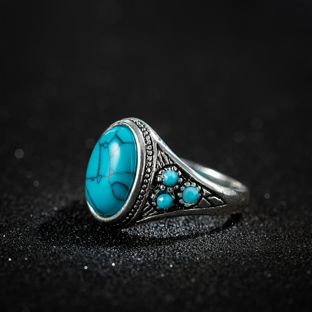Nomad ring met blauwe steen | Witgoud