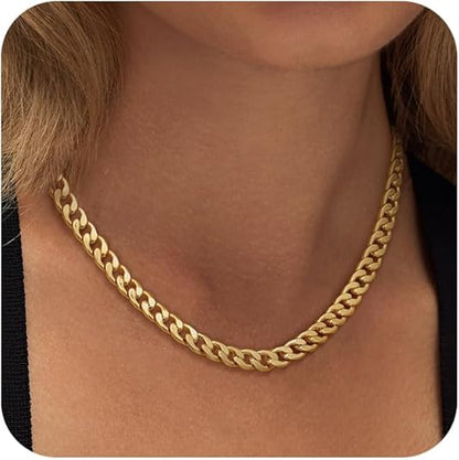 Grove ketting met Cubaanse schakels | Goud