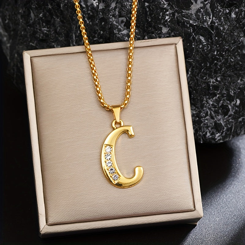Ketting met initiaal en kristalaccent | Goud