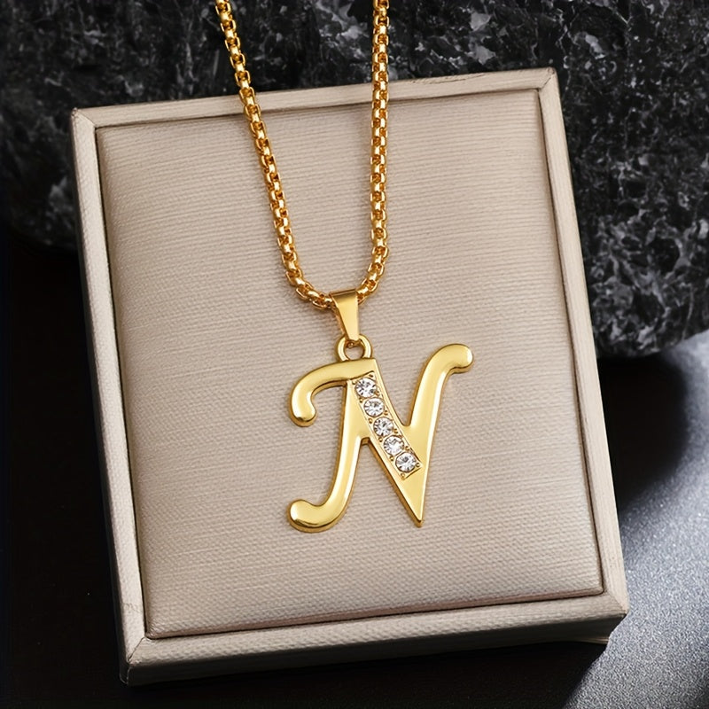 Ketting met initiaal en kristalaccent | Goud