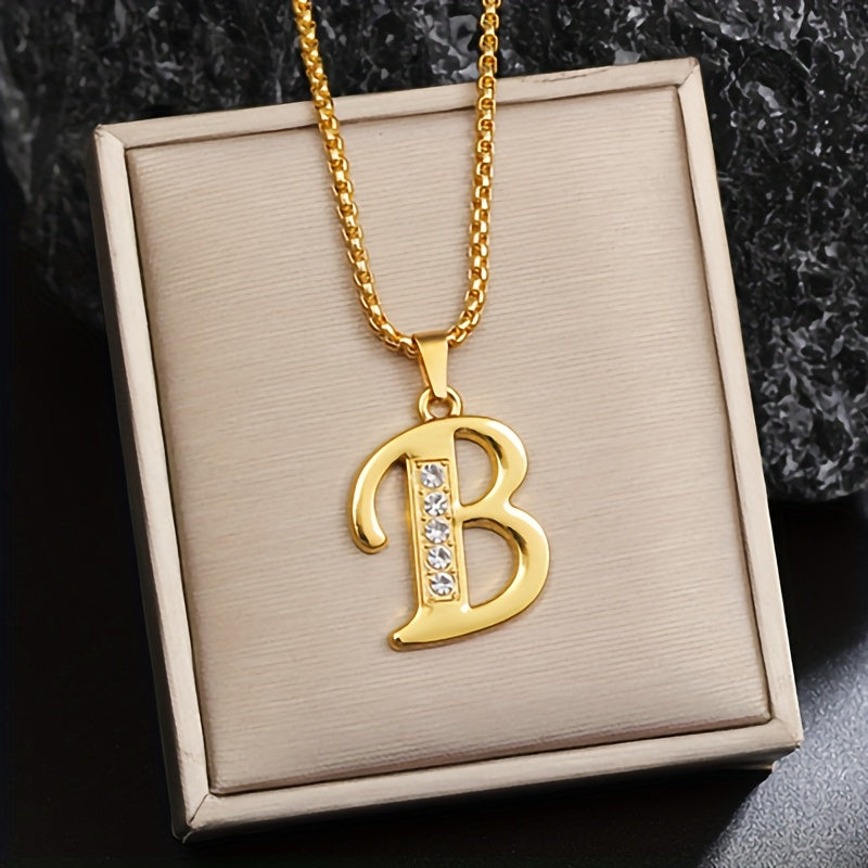 Ketting met initiaal en kristalaccent | Goud