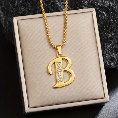 Ketting met initiaal en kristalaccent | Goud
