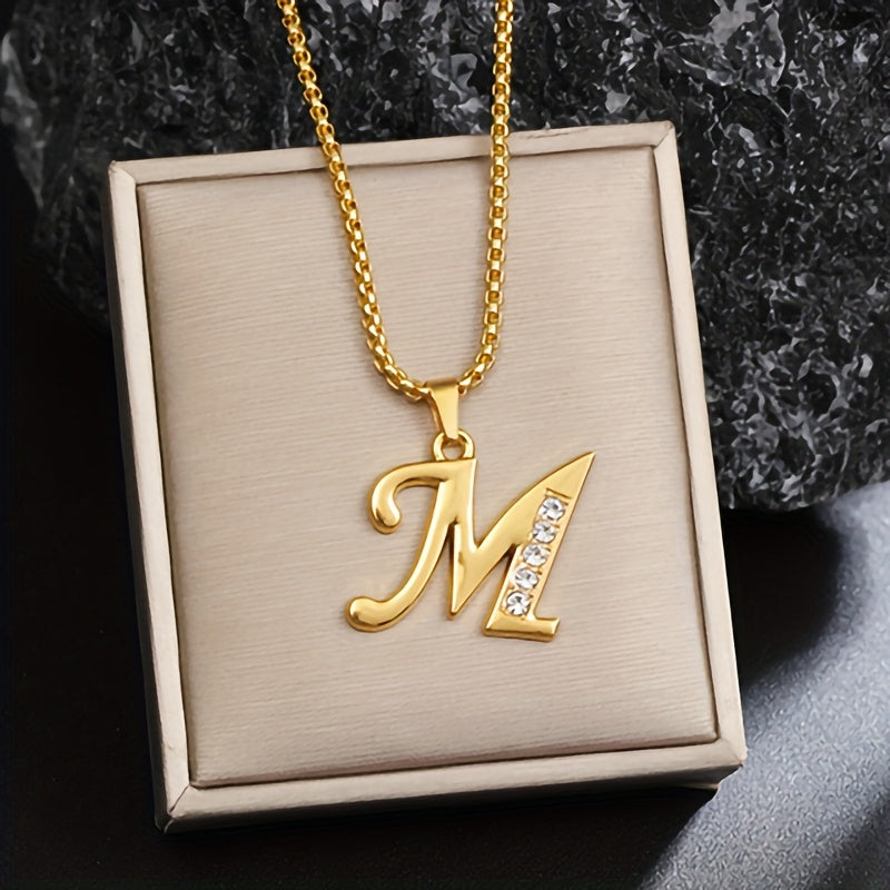 Ketting met initiaal en kristalaccent | Goud