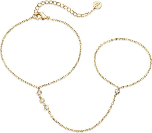 Handketting met kralen | Goud