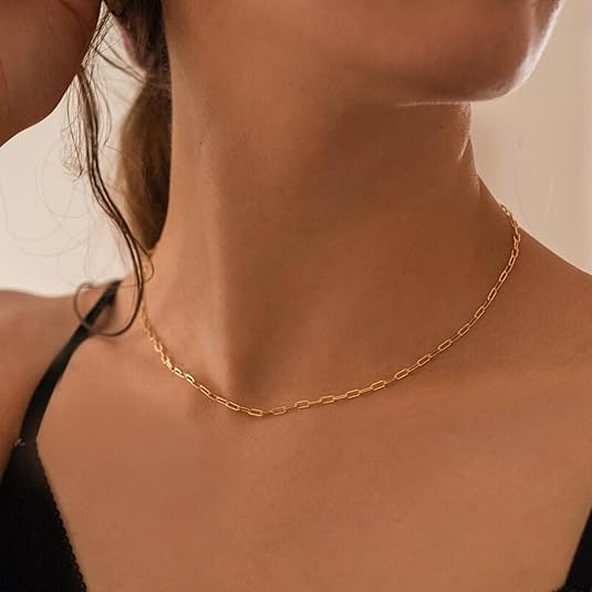 Gelaagde paperclipketting met robijn | Goud
