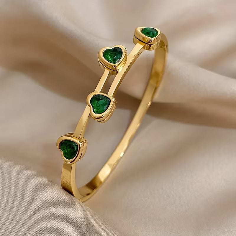 Verde hartjesarmband | Goud