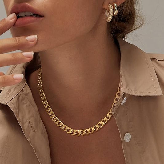 Grove ketting met Cubaanse schakels | Goud