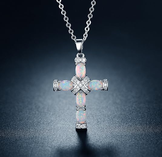 Lumen kruisketting met opaal | Goud