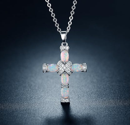 Lumen kruisketting met opaal | Goud