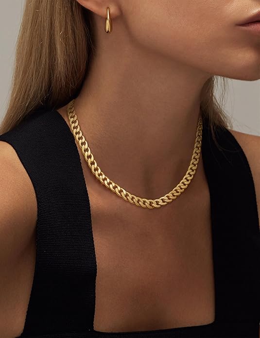 Grove ketting met Cubaanse schakels | Goud
