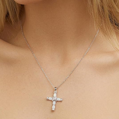 Lumen kruisketting met opaal | Goud