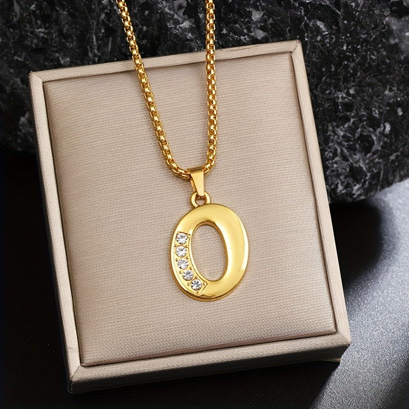 Ketting met initiaal en kristalaccent | Goud