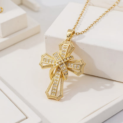 Stralende ketting met kruishanger | Goud