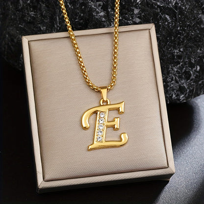Ketting met initiaal en kristalaccent | Goud