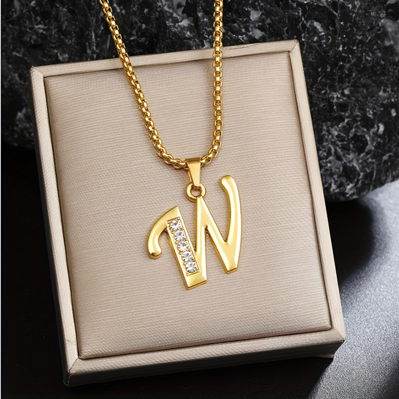 Ketting met initiaal en kristalaccent | Goud