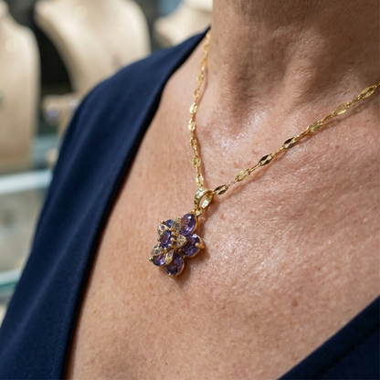 Amelyth violette bloemenketting | Goud