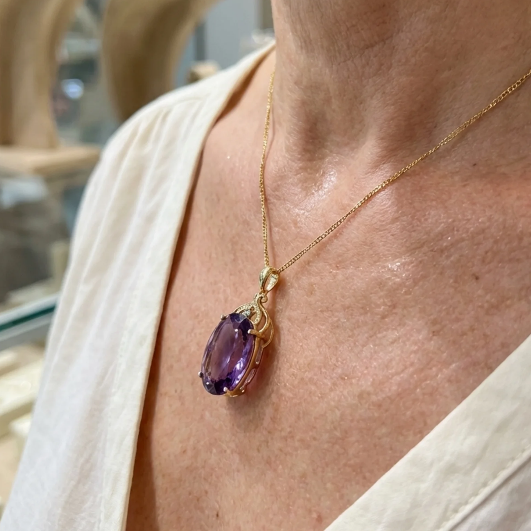 Keizerlijke ovale ketting met amethist | Goud