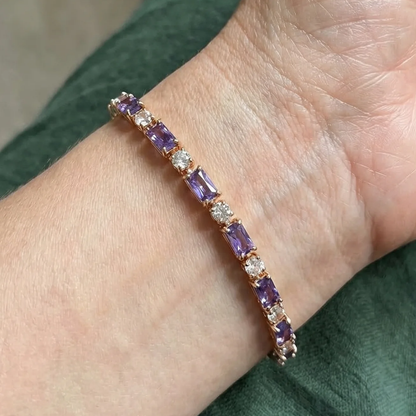 Prisma-tennisarmband met amethist | Roségoud