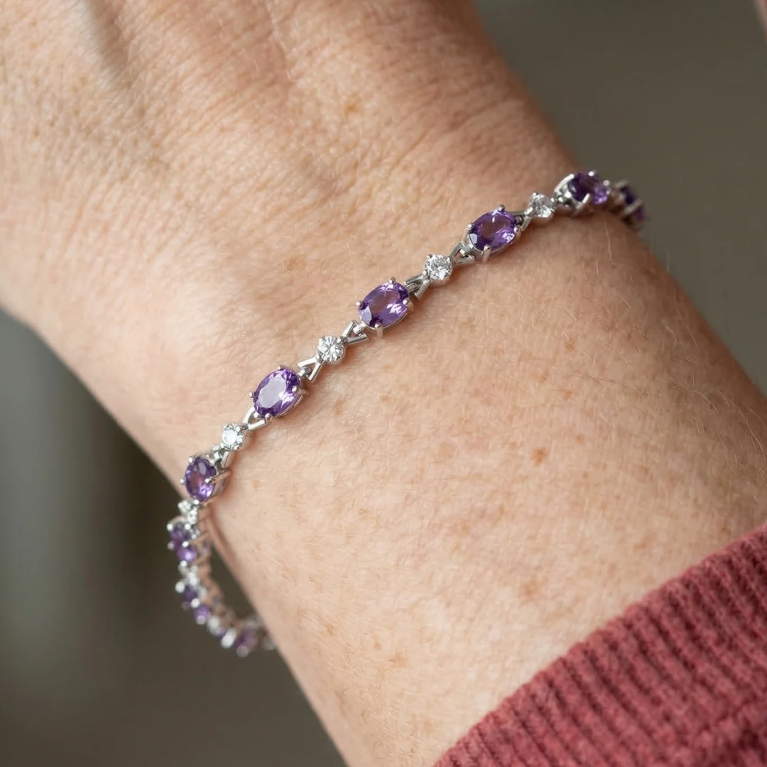 Sterrenlicht-armband met amethist | Witgoud
