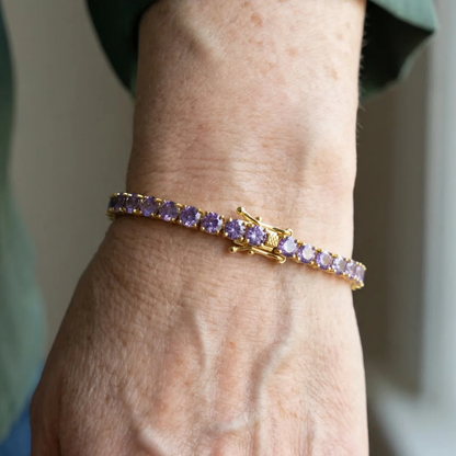Tennisarmband met amethist | Witgoud