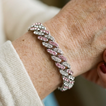 Arctic Blush-armband met Cubaanse schakels | Witgoud