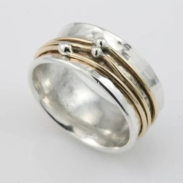 Vintage gelaagde ring van goud en zilver | Gemengd goud