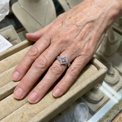 Couture vierkante ring met pavézetting | Witgoud