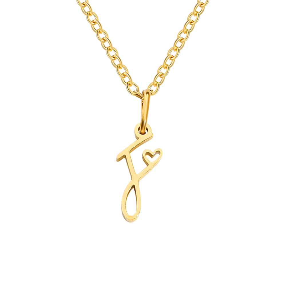 Hartjesketting met initiaal | Goud