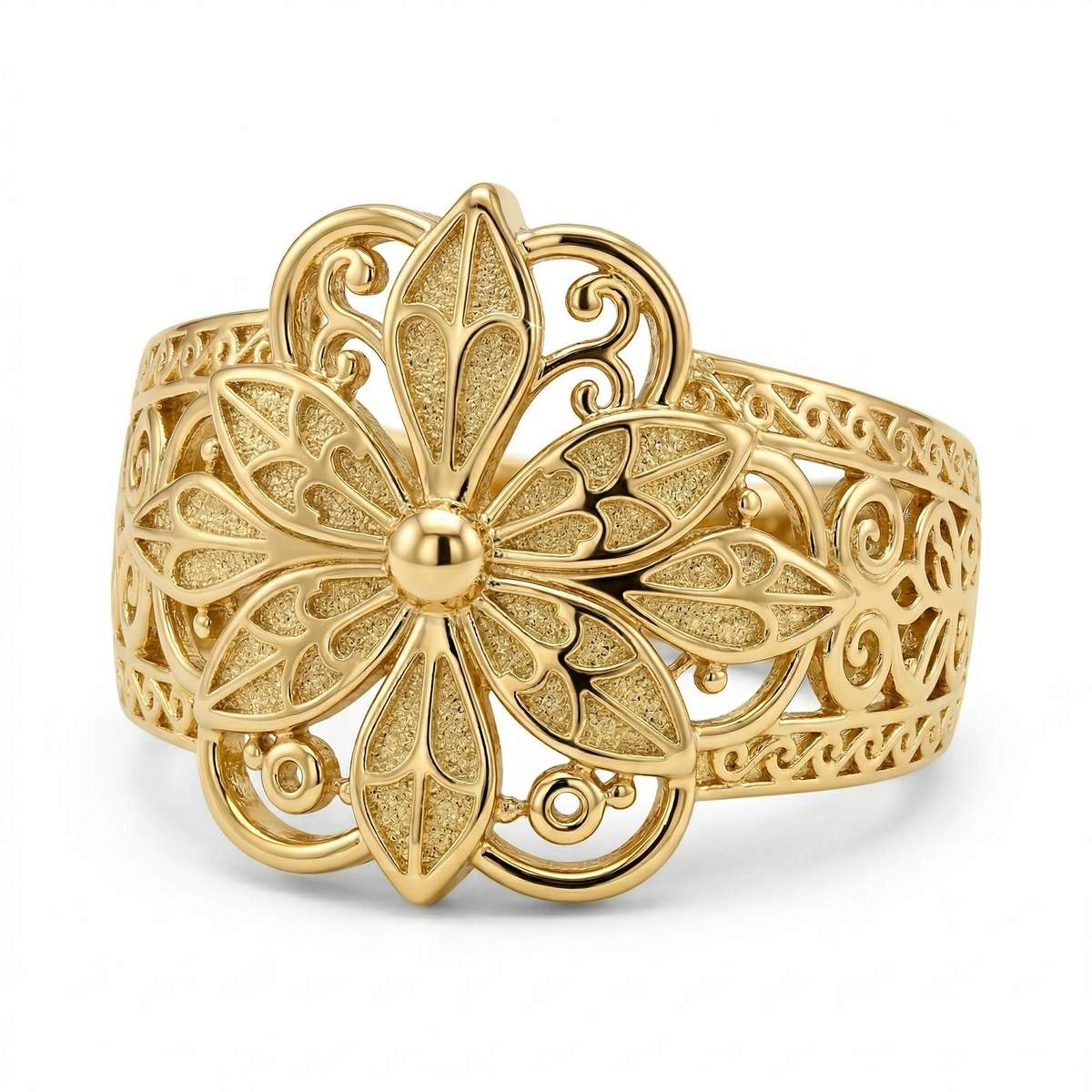 Bloemenring in vintagestijl | Goud