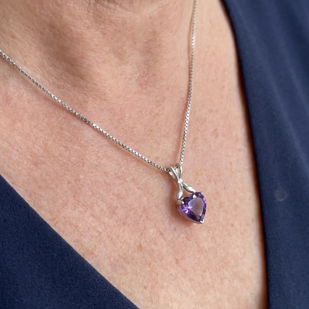 Violet hart-ketting | Witgoud