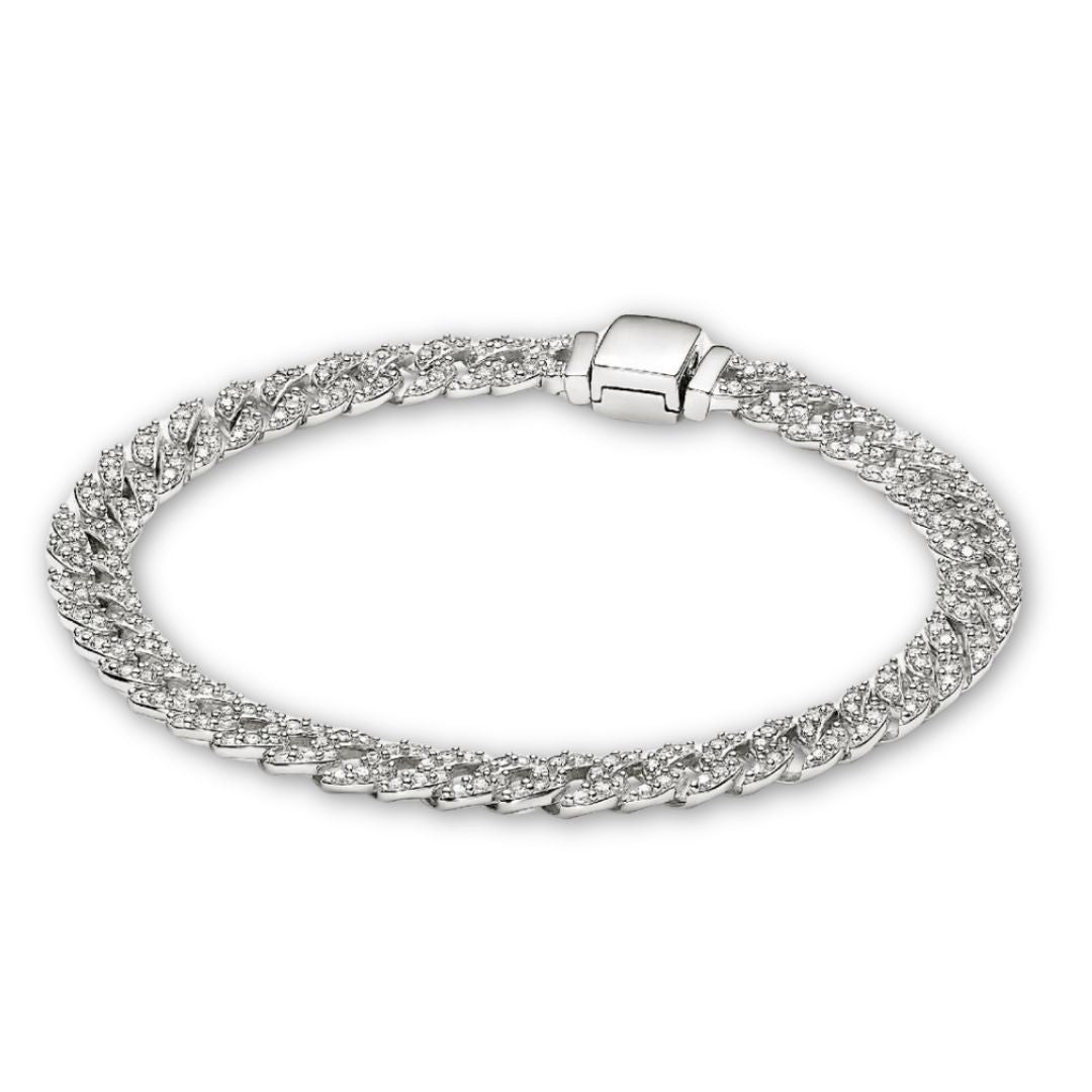 Armband met Cubaanse schakels en pavézetting | Goud