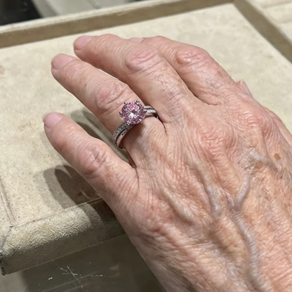 Maanlicht roze contourring | Witgoud