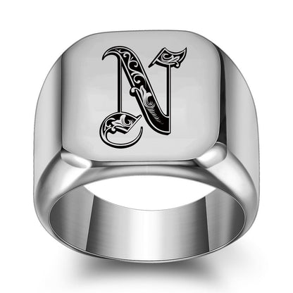 Klassieke Noble-ring met initiaal | Witgoud