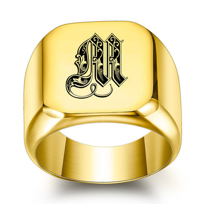 Klassieke Noble-ring met initiaal | Goud