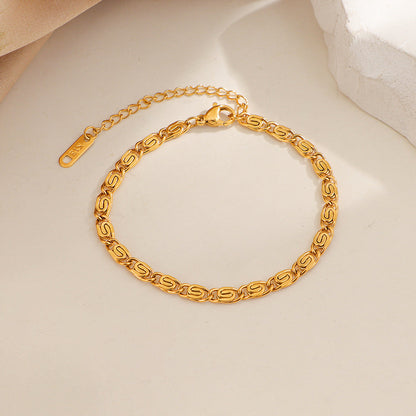 Nusa gevlochten schakelarmband | Witgoud