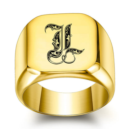 Klassieke Noble-ring met initiaal | Goud